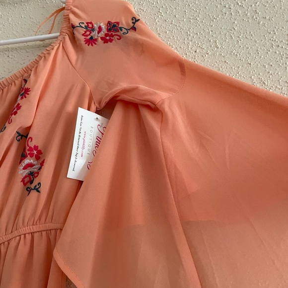 NWT - Pink Lily Women’s Small Peach Off The Shoulder Dress - Picture 5 of 10